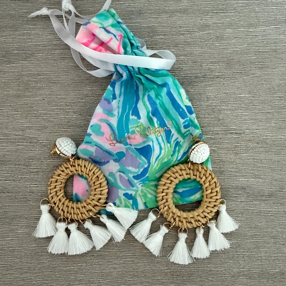 Lilly Pulitzer White Tassel Earrings